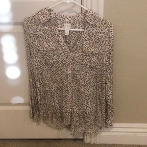 Chico’s Key Print Button-up Top